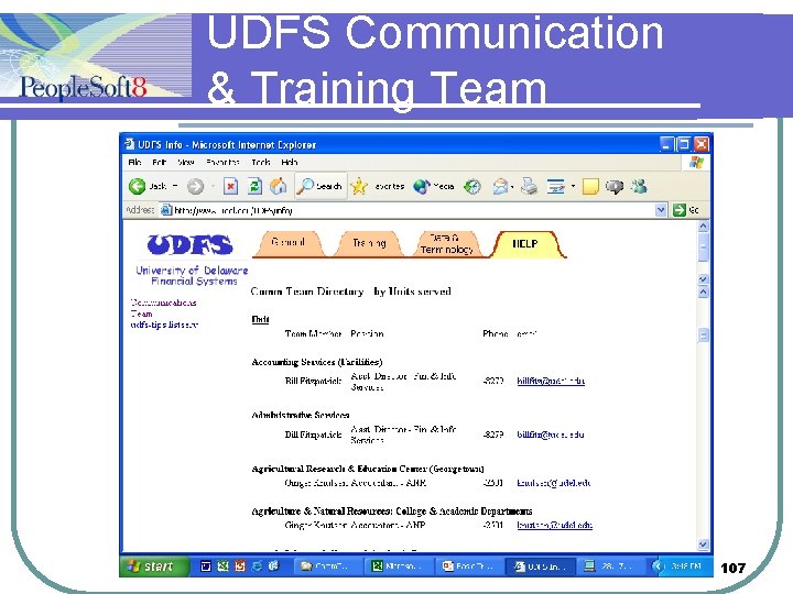 UDFS Communication & Training Team 107 