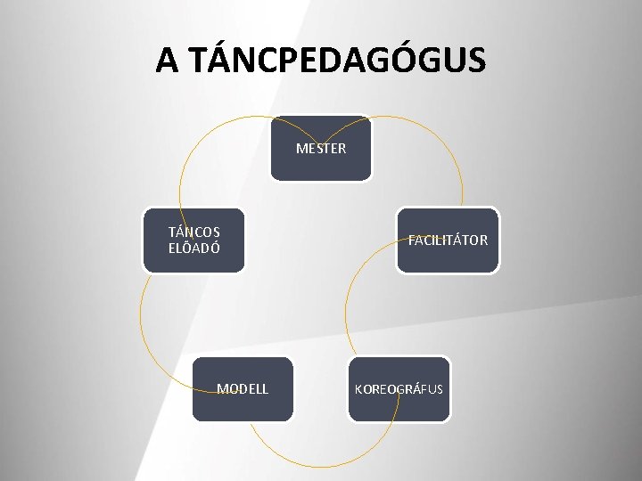 A TÁNCPEDAGÓGUS MESTER TÁNCOS ELŐADÓ MODELL FACILITÁTOR KOREOGRÁFUS 
