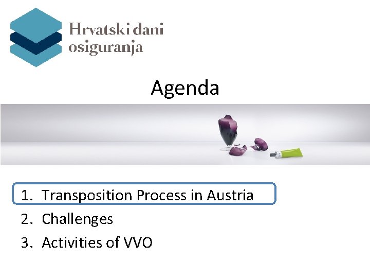 Agenda 1. Transposition Process in Austria 2. Challenges 3. Activities of VVO 