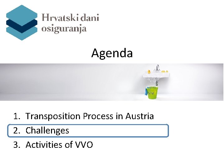 Agenda 1. Transposition Process in Austria 2. Challenges 3. Activities of VVO 