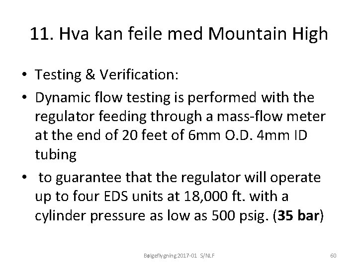 11. Hva kan feile med Mountain High • Testing & Verification: • Dynamic flow