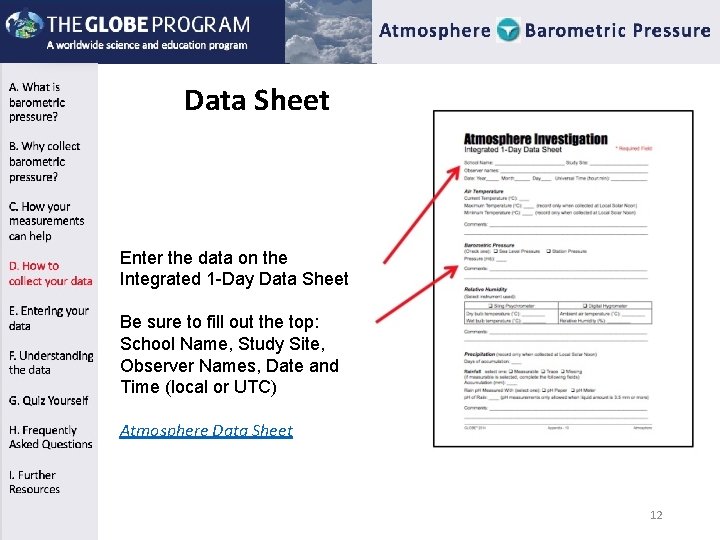 Data Sheet Enter the data on the Integrated 1 -Day Data Sheet Be sure Data Sheet Enter the data on the Integrated 1 -Day Data Sheet Be sure