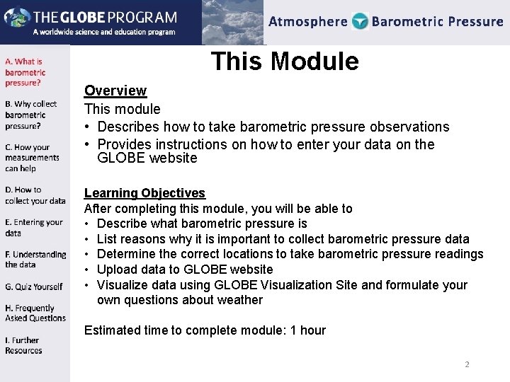 This Module Overview This module • Describes how to take barometric pressure observations • This Module Overview This module • Describes how to take barometric pressure observations •