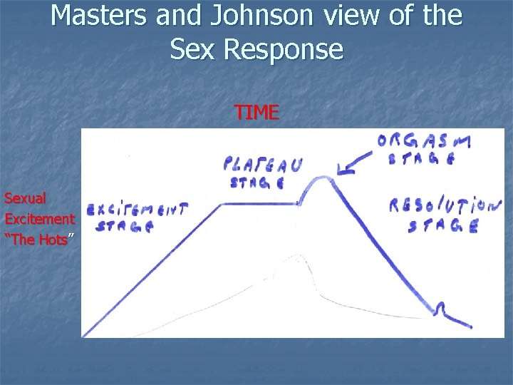 Masters and Johnson view of the Sex Response TIME Sexual Excitement “The Hots” 