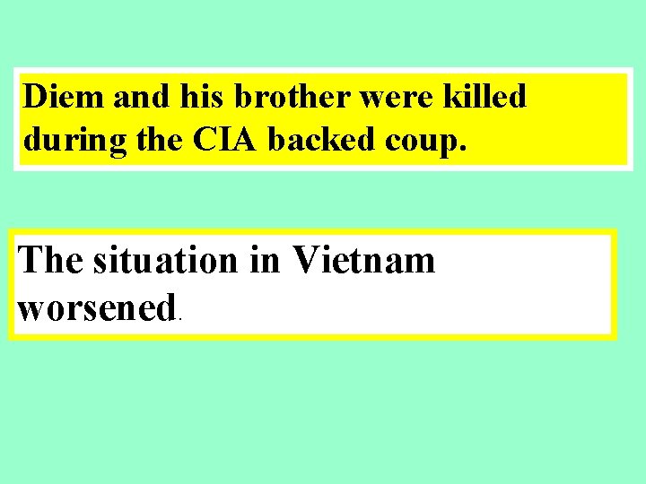 Diem and his brother were killed during the CIA backed coup. The situation in