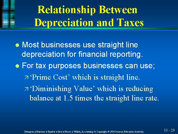 Relationship Between Depreciation and Taxes Most businesses use straight line depreciation for financial reporting.