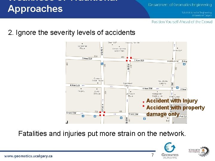 Weakness of Traditional Approaches 2. Ignore the severity levels of accidents Accident with Injury