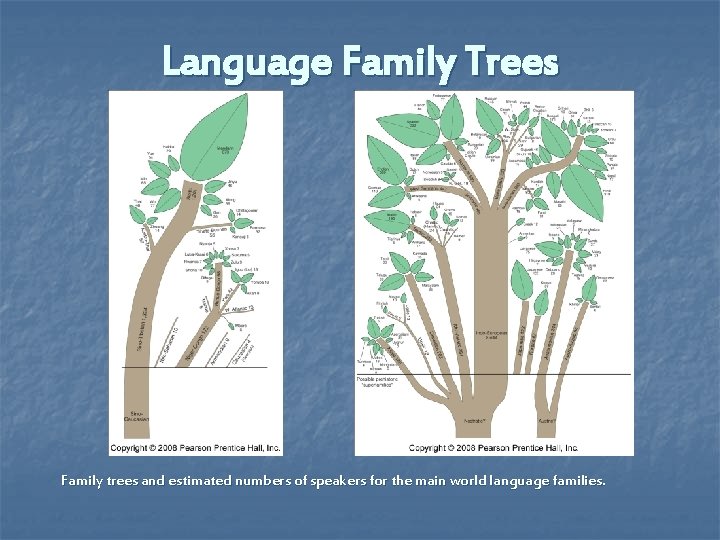 Language Family Trees Family trees and estimated numbers of speakers for the main world