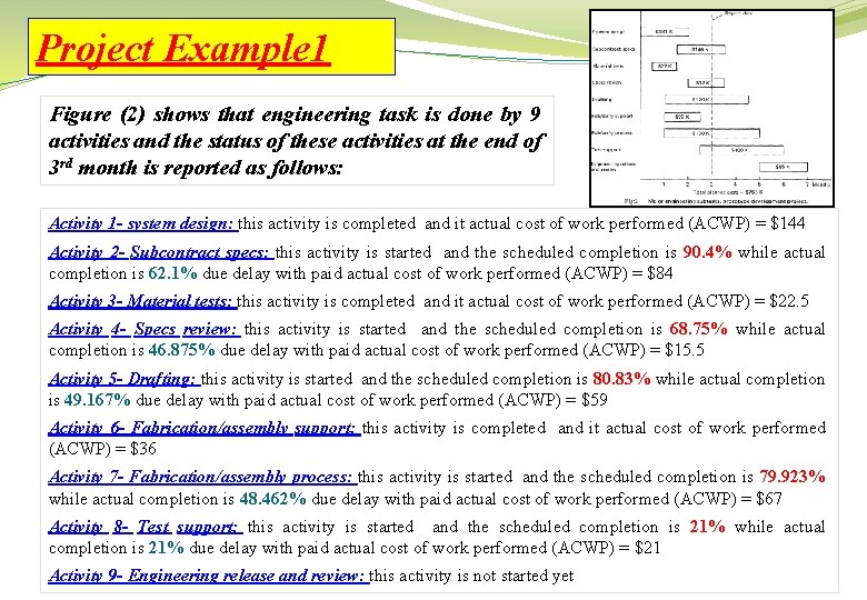 Project Example 1 Figure (2) shows that engineering task is done by 9 activities