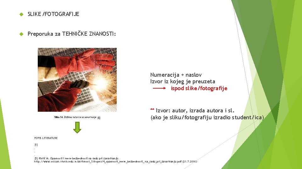  SLIKE /FOTOGRAFIJE Preporuka za TEHNIČKE ZNANOSTI: Numeracija + naslov Izvor iz kojeg je