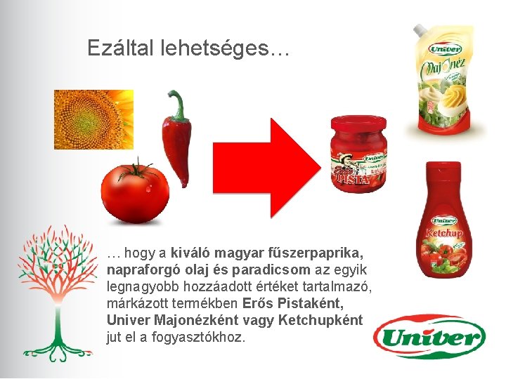 Ezáltal lehetséges… … hogy a kiváló magyar fűszerpaprika, napraforgó olaj és paradicsom az egyik