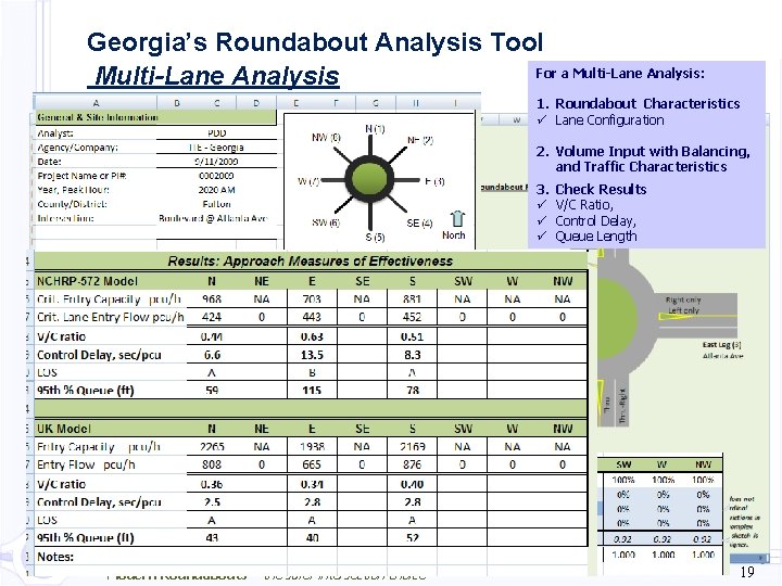 Georgia’s Roundabout Analysis Tool For a Multi-Lane Analysis: Multi-Lane Analysis 1. Roundabout Characteristics ü