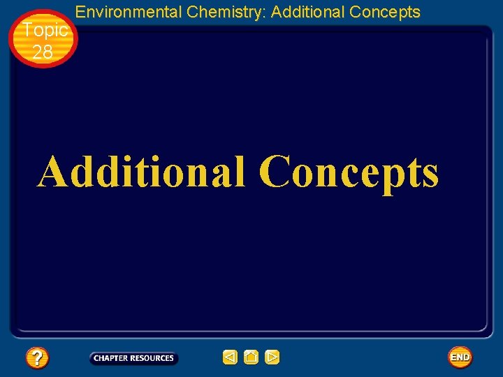 Topic 28 Environmental Chemistry: Additional Concepts 