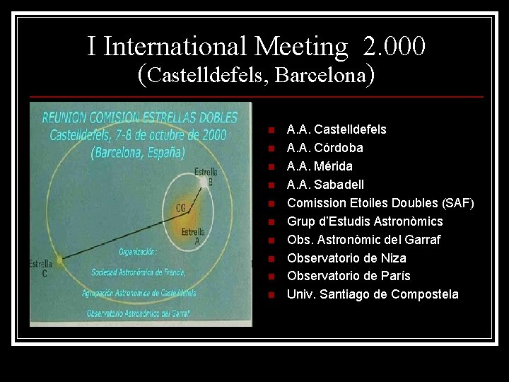 I International Meeting 2. 000 (Castelldefels, Barcelona) n n n n n A. A.