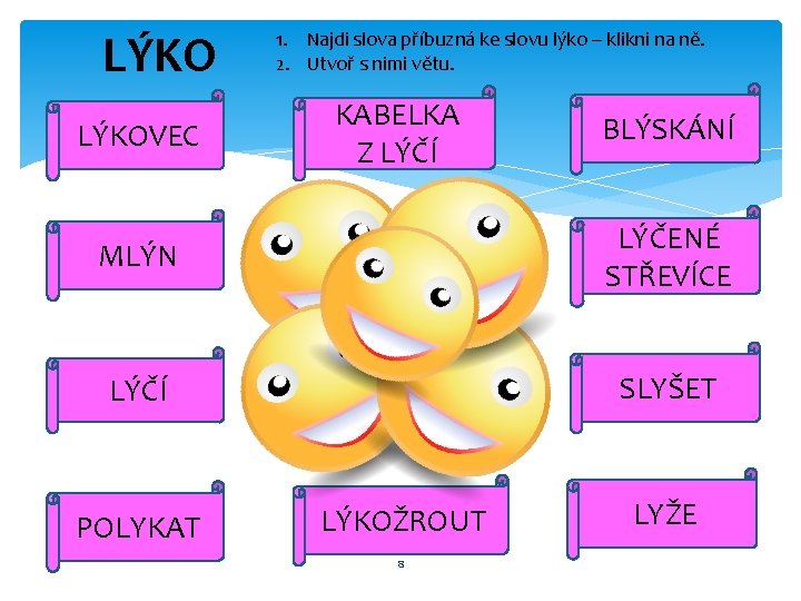 LÝKOVEC 1. Najdi slova příbuzná ke slovu lýko – klikni na ně. 2. Utvoř