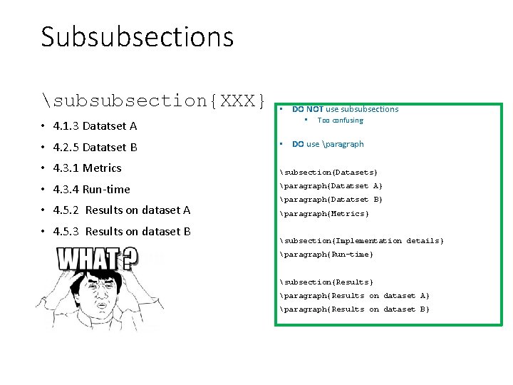 Subsubsections subsubsection{XXX} • 4. 1. 3 Datatset A • 4. 2. 5 Datatset B