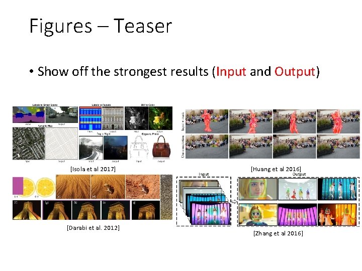 Figures – Teaser • Show off the strongest results (Input and Output) [Isola et