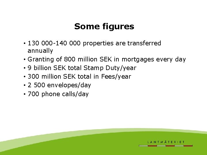 Some figures • 130 000 -140 000 properties are transferred annually • Granting of