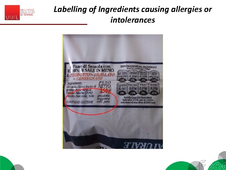 Labelling of Ingredients causing allergies or intolerances 