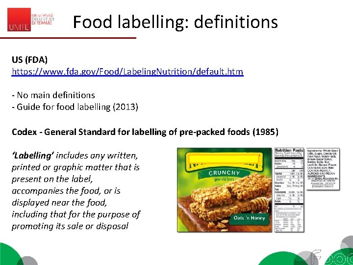 Food labelling: definitions US (FDA) https: //www. fda. gov/Food/Labeling. Nutrition/default. htm - No main