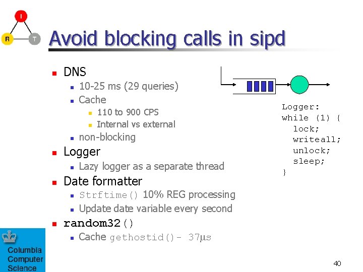 Avoid blocking calls in sipd n DNS n n 10 -25 ms (29 queries)