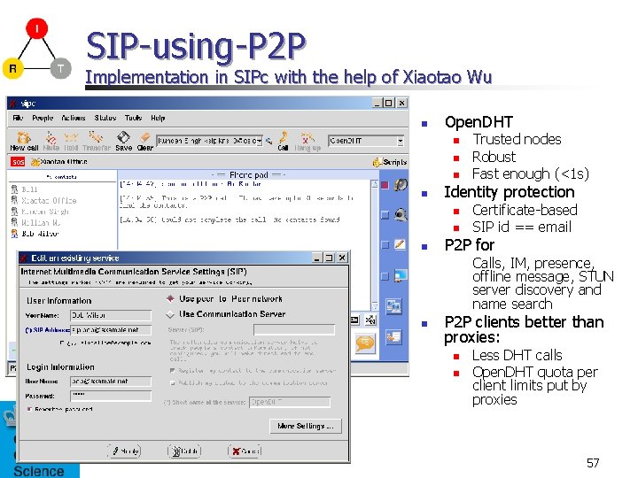 SIP-using-P 2 P Implementation in SIPc with the help of Xiaotao Wu n Open.
