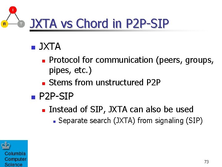 JXTA vs Chord in P 2 P-SIP n JXTA n n n Protocol for