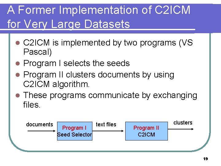 A Former Implementation of C 2 ICM for Very Large Datasets C 2 ICM