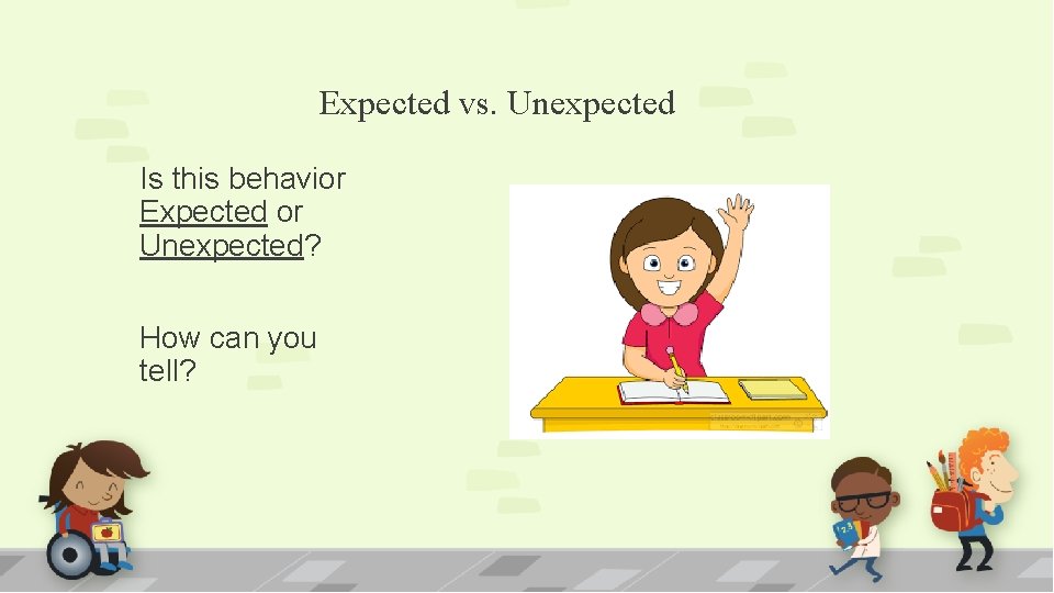 Expected vs. Unexpected Is this behavior Expected or Unexpected? How can you tell? 