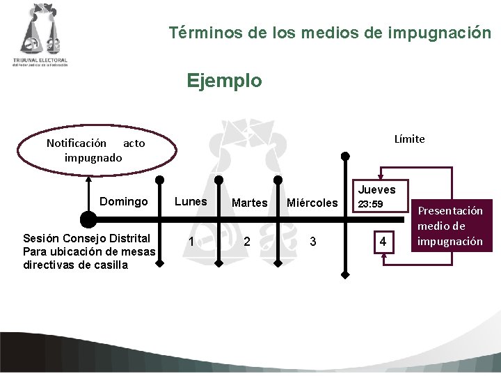 Términos de los medios de impugnación Ejemplo Límite Notificación acto impugnado Haga clic para