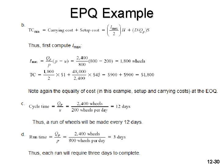 EPQ Example 12 -30 