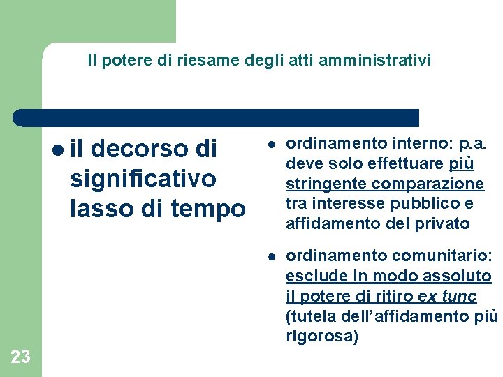 Il potere di riesame degli atti amministrativi l il decorso di significativo lasso di