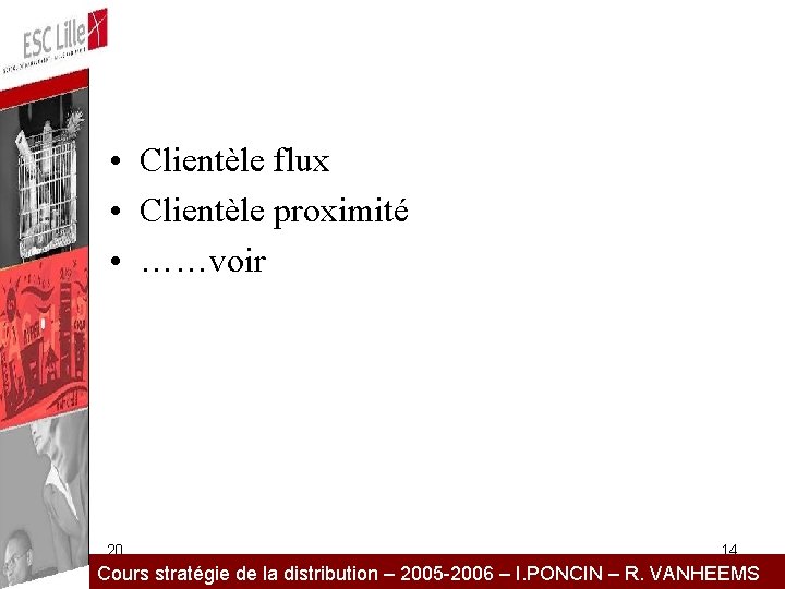  • Clientèle flux • Clientèle proximité • ……voir 25/11/2020 14 Cours stratégie de