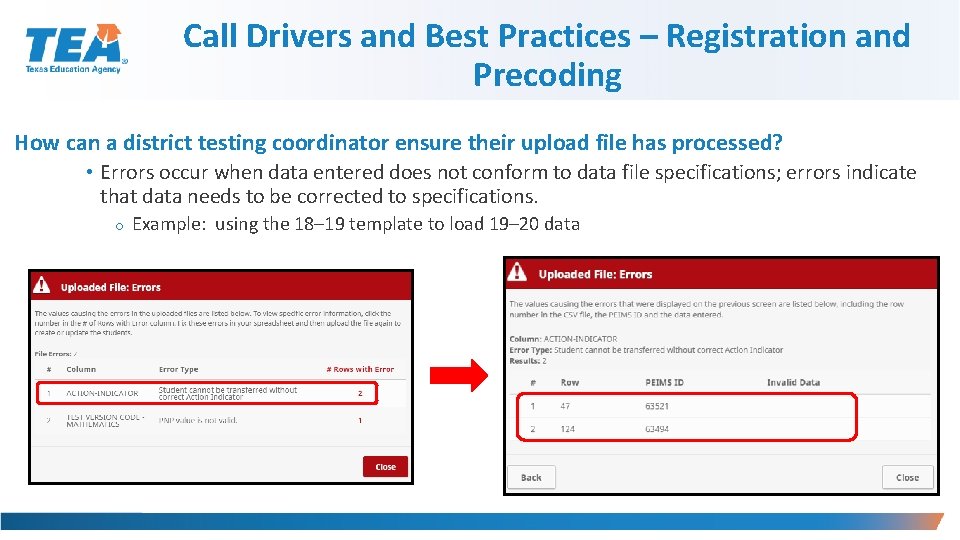 Call Drivers and Best Practices – Registration and Precoding How can a district testing