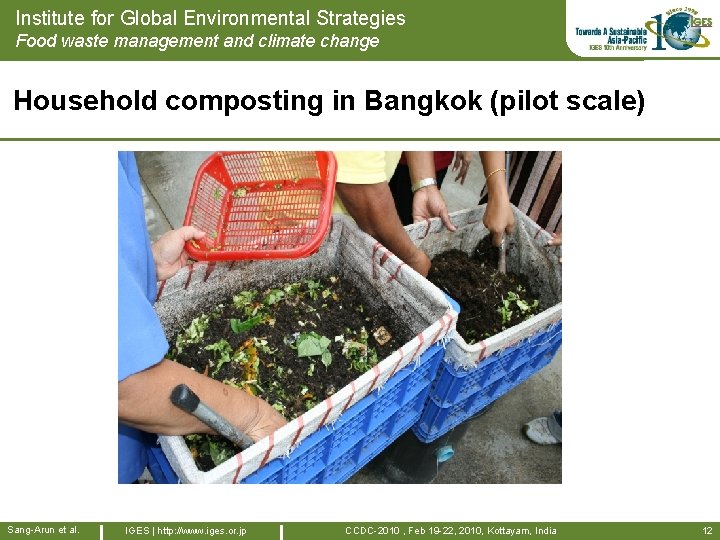 Institute for Global Environmental Strategies Food waste management and climate change Household composting in