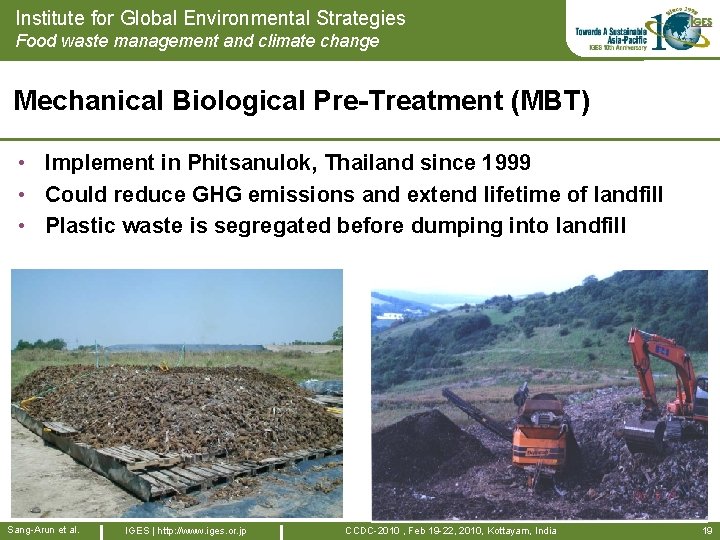 Institute for Global Environmental Strategies Food waste management and climate change Mechanical Biological Pre-Treatment