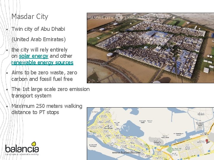 Masdar City • Twin city of Abu Dhabi (United Arab Emirates) • the city