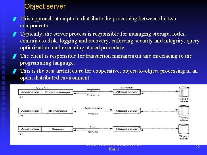 Object server / / This approach attempts to distribute the processing between the two