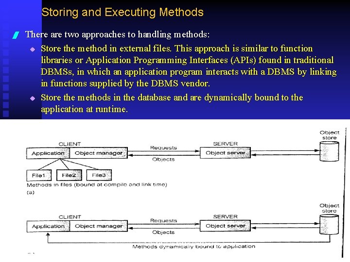 Storing and Executing Methods / There are two approaches to handling methods: u Store