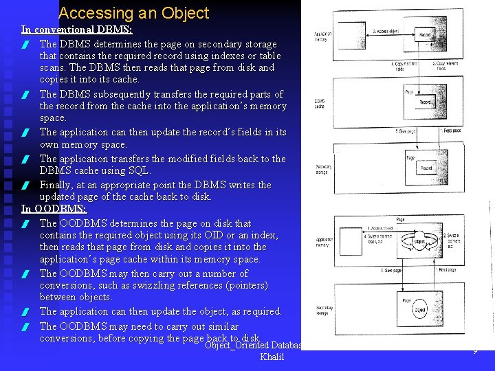 Accessing an Object In conventional DBMS: / The DBMS determines the page on secondary