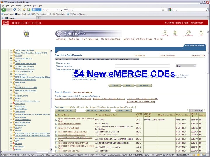 54 New e. MERGE CDEs 04/13/2010 e. MERGE: Electronic Medical Records and Genomics Network