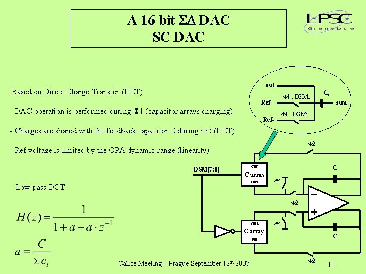 A 16 bit DAC SC DAC out Based on Direct Charge Transfer (DCT) :