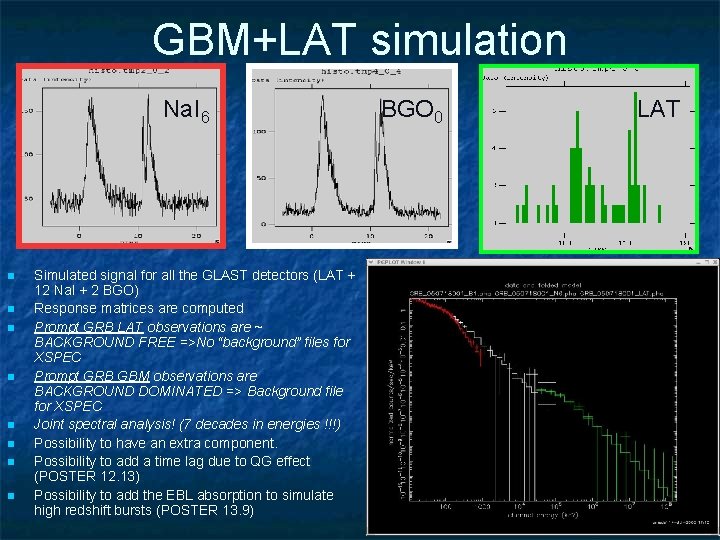 GBM+LAT simulation Na. I 6 n n n n Simulated signal for all the