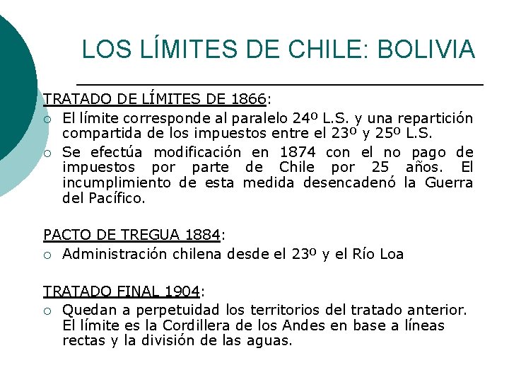 LOS LÍMITES DE CHILE: BOLIVIA TRATADO DE LÍMITES DE 1866: ¡ El límite corresponde