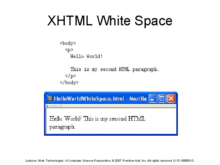 XHTML White Space Jackson, Web Technologies: A Computer Science Perspective, © 2007 Prentice-Hall, Inc.