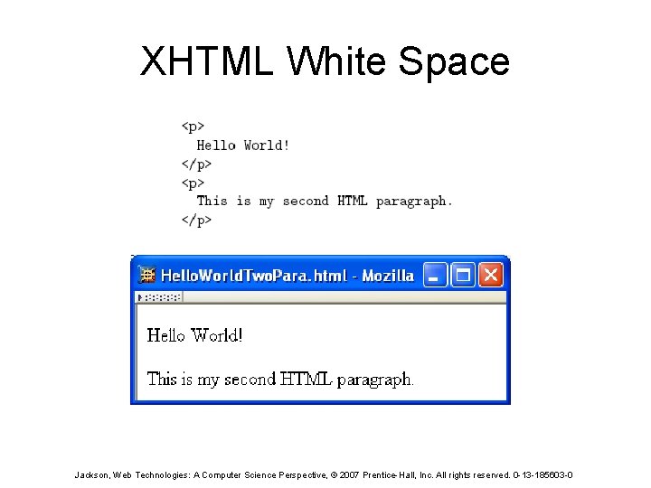 XHTML White Space Jackson, Web Technologies: A Computer Science Perspective, © 2007 Prentice-Hall, Inc.