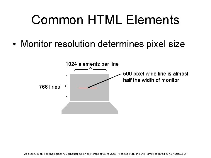 Common HTML Elements • Monitor resolution determines pixel size 1024 elements per line 500