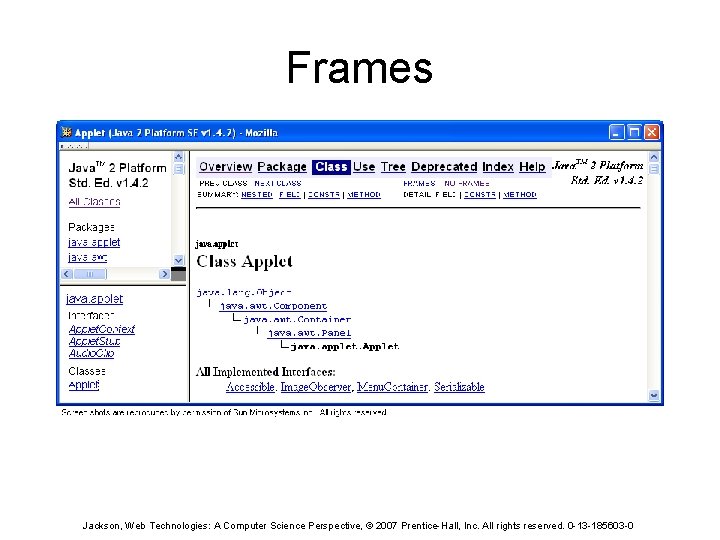 Frames Jackson, Web Technologies: A Computer Science Perspective, © 2007 Prentice-Hall, Inc. All rights