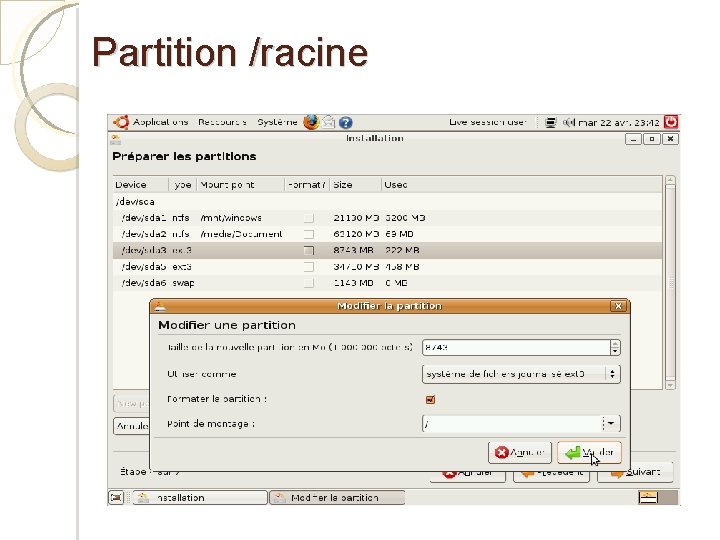 Partition /racine 