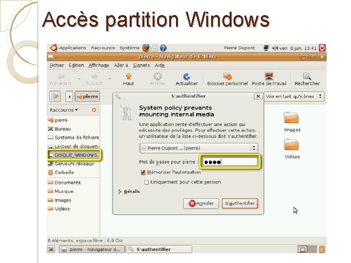 Accès partition Windows 